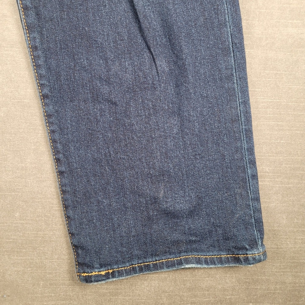 Levi's Ribcage Straight Ankle Jeans Button Fly‎ Distressed Dark Wash Denim Sz 32 - Picture 12 of 15